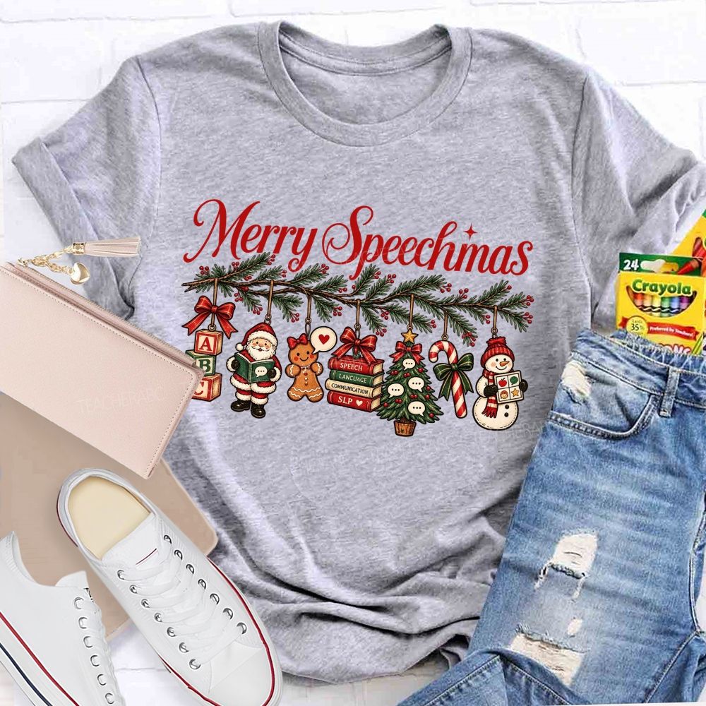 Merry Speechmas Speech Therapist Teacher T-shirt