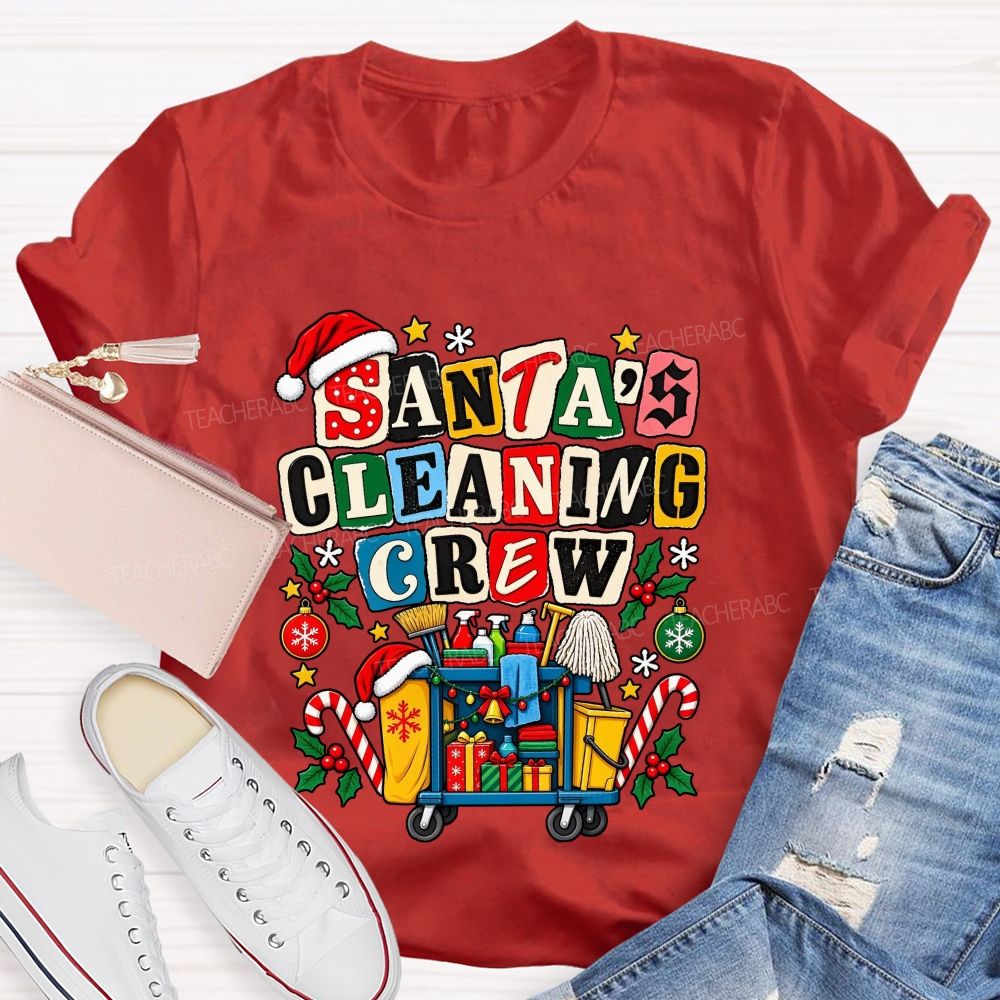 Santa'S Cleaning Crew Christmas School Custodian T-shirt