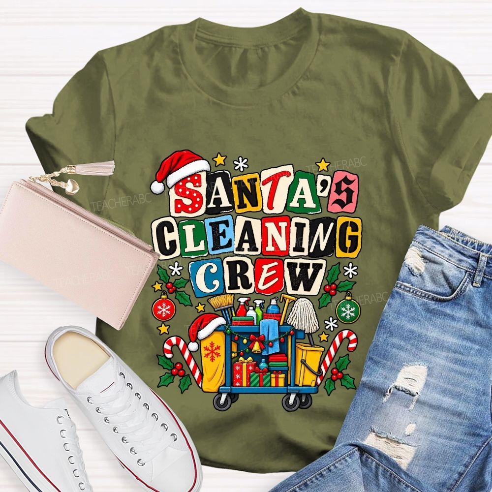 Santa'S Cleaning Crew Christmas School Custodian T-shirt