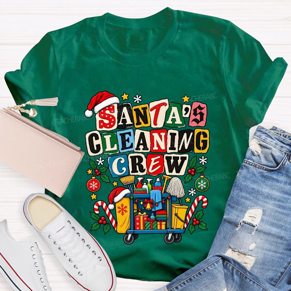 Santa'S Cleaning Crew Christmas School Custodian T-shirt