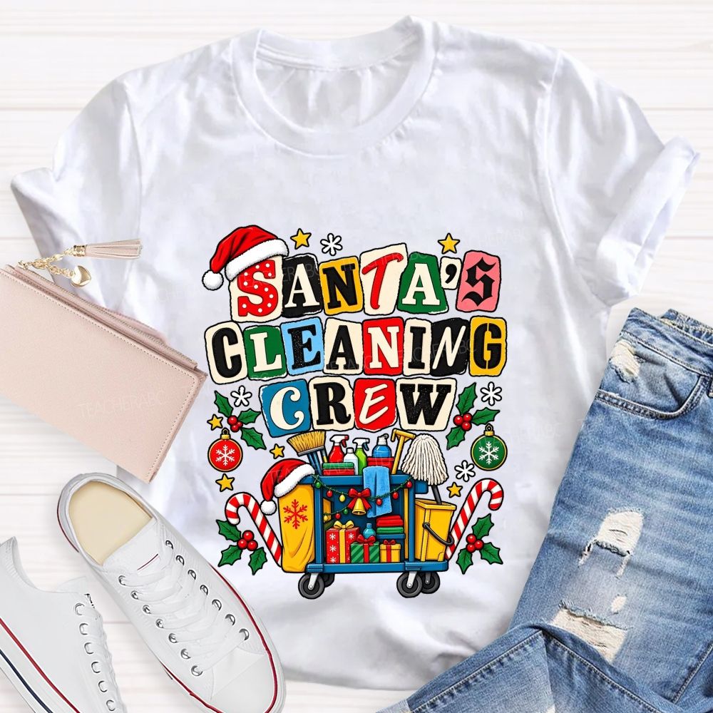 Santa'S Cleaning Crew Christmas School Custodian T-shirt