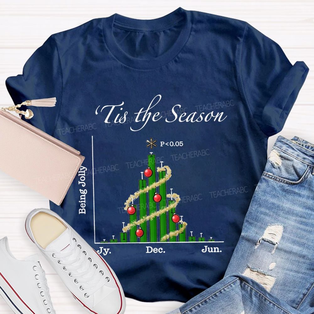 Tis The Season Bar Graph Christmas Tree Math Teacher T-shirt