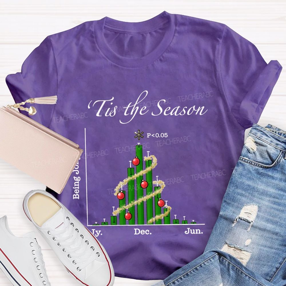Tis The Season Bar Graph Christmas Tree Math Teacher T-shirt