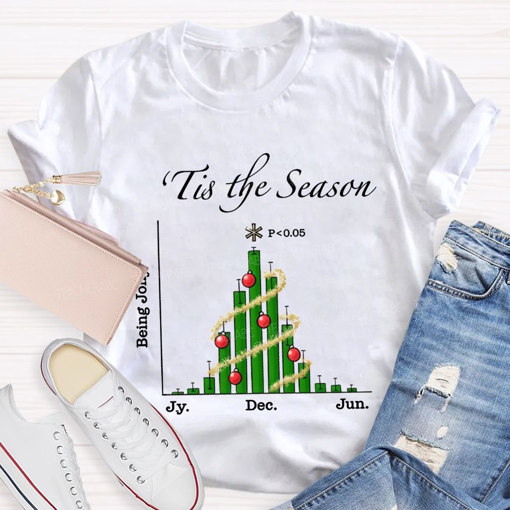 Tis The Season Bar Graph Christmas Tree Math Teacher T-shirt
