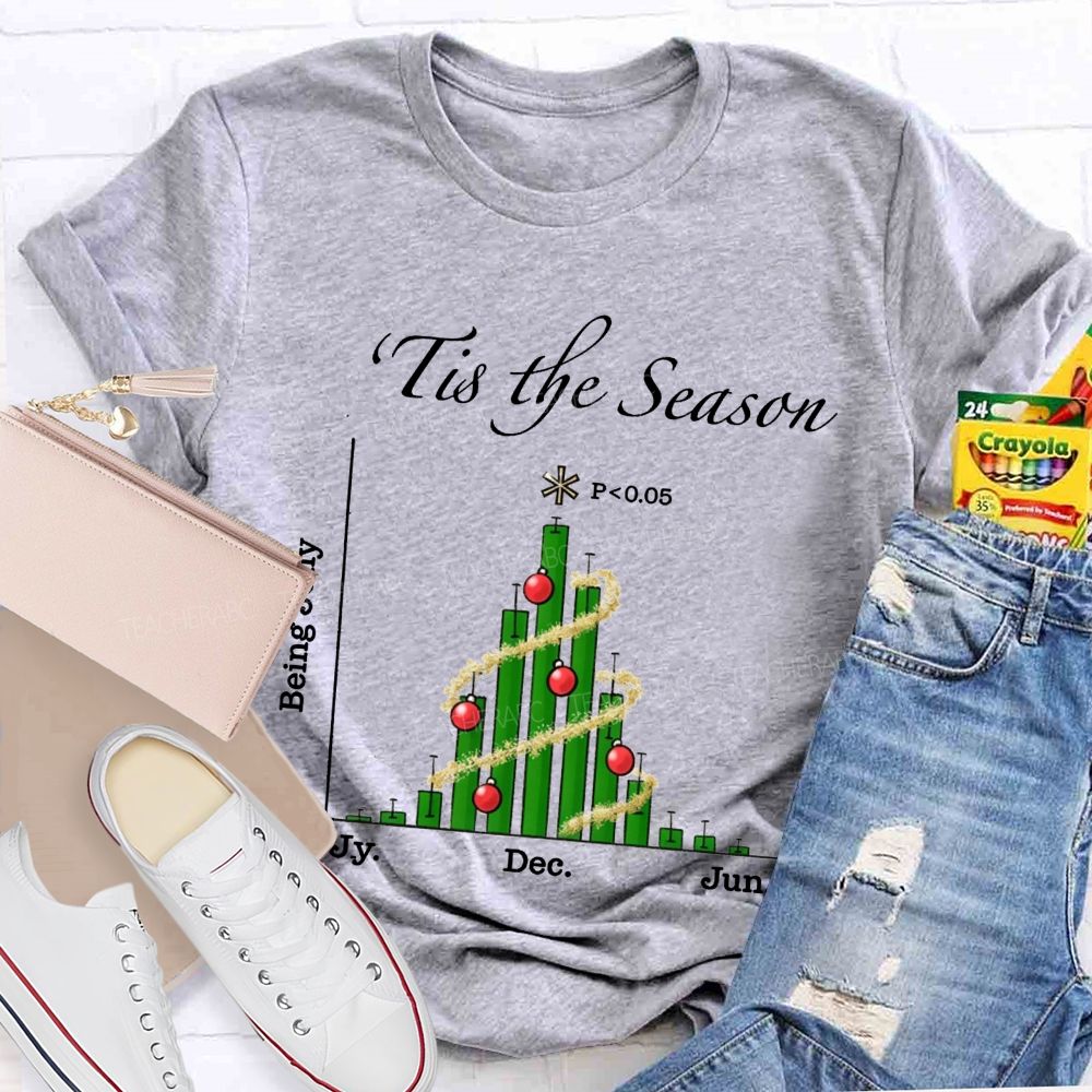 Tis The Season Bar Graph Christmas Tree Math Teacher T-shirt