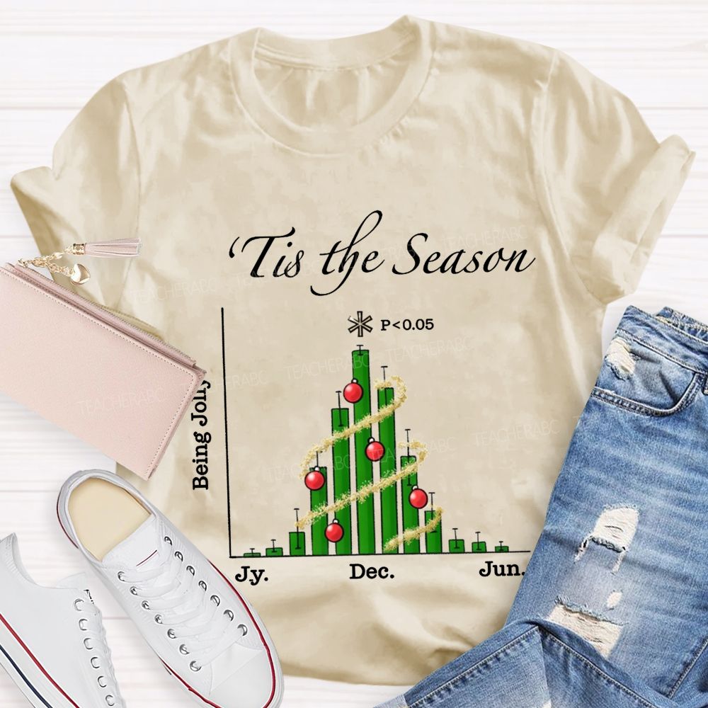Tis The Season Bar Graph Christmas Tree Math Teacher T-shirt