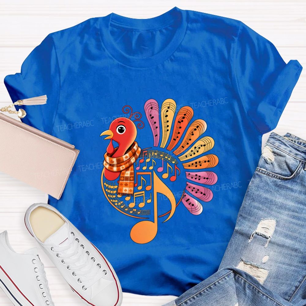 A Turkey Wearing A Scarf Music Teacher T-shirt