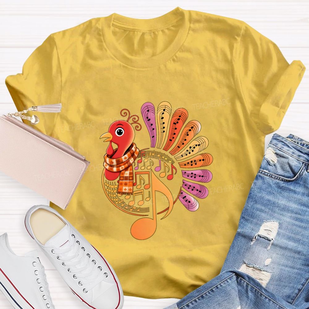 A Turkey Wearing A Scarf Music Teacher T-shirt