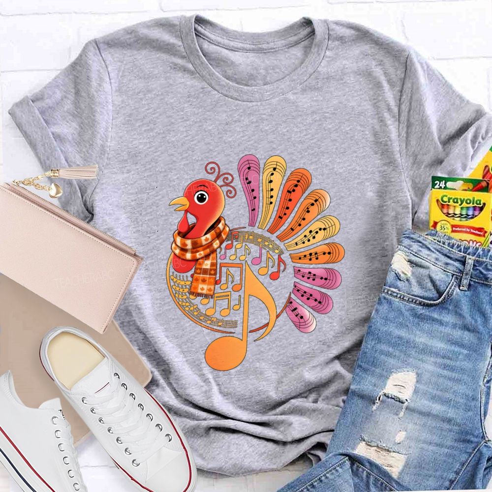A Turkey Wearing A Scarf Music Teacher T-shirt