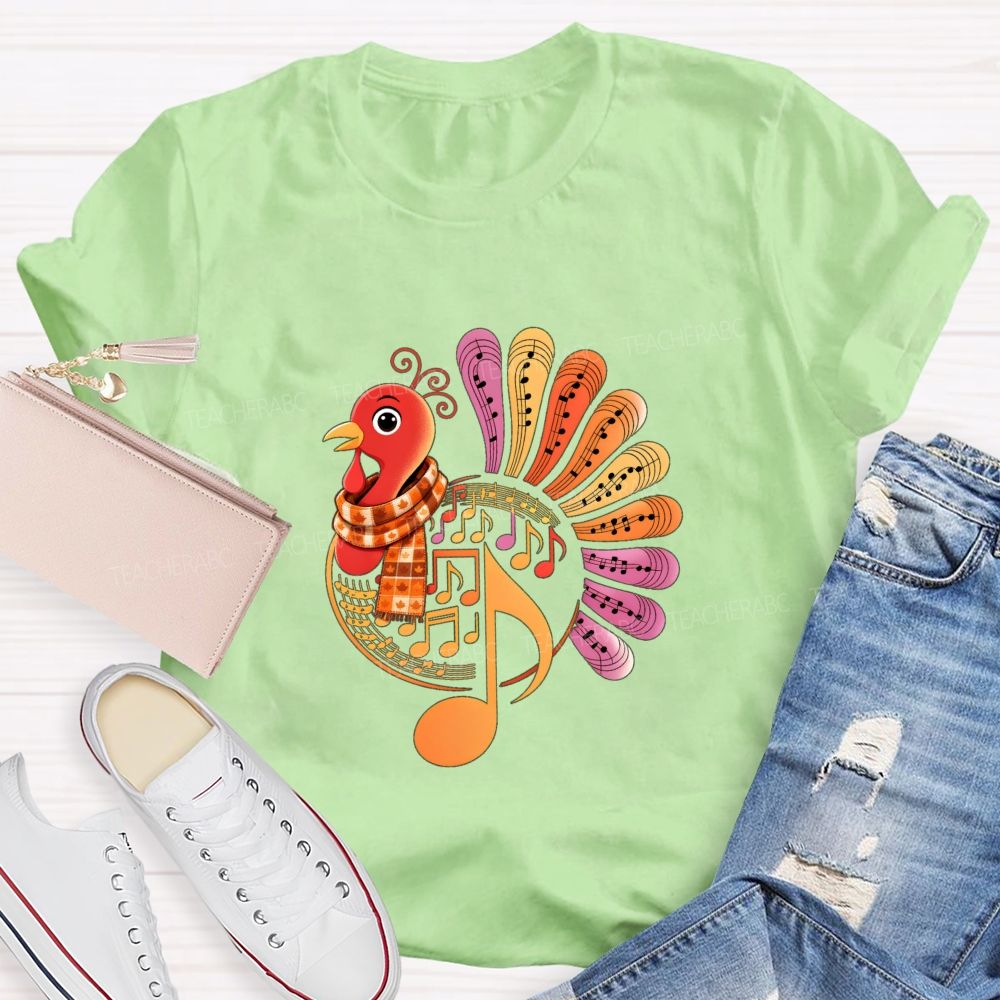 A Turkey Wearing A Scarf Music Teacher T-shirt