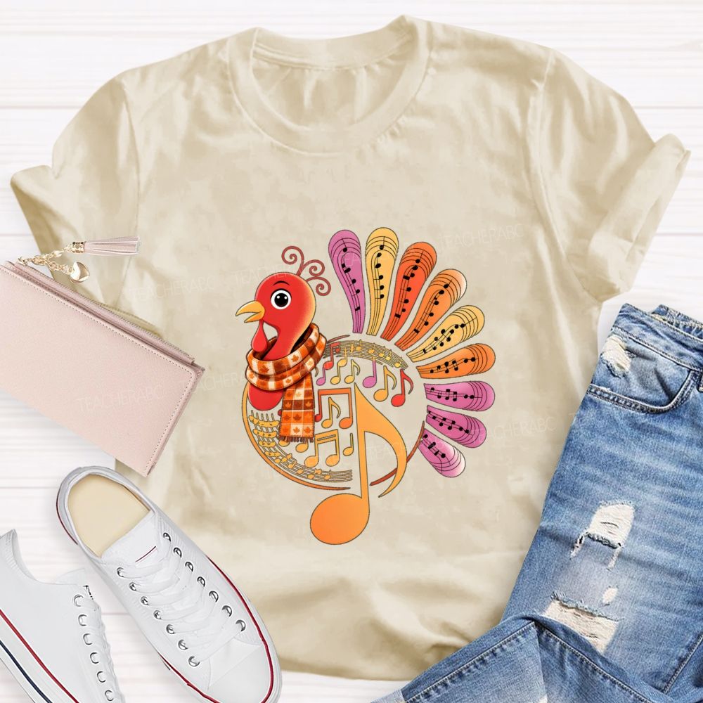 A Turkey Wearing A Scarf Music Teacher T-shirt
