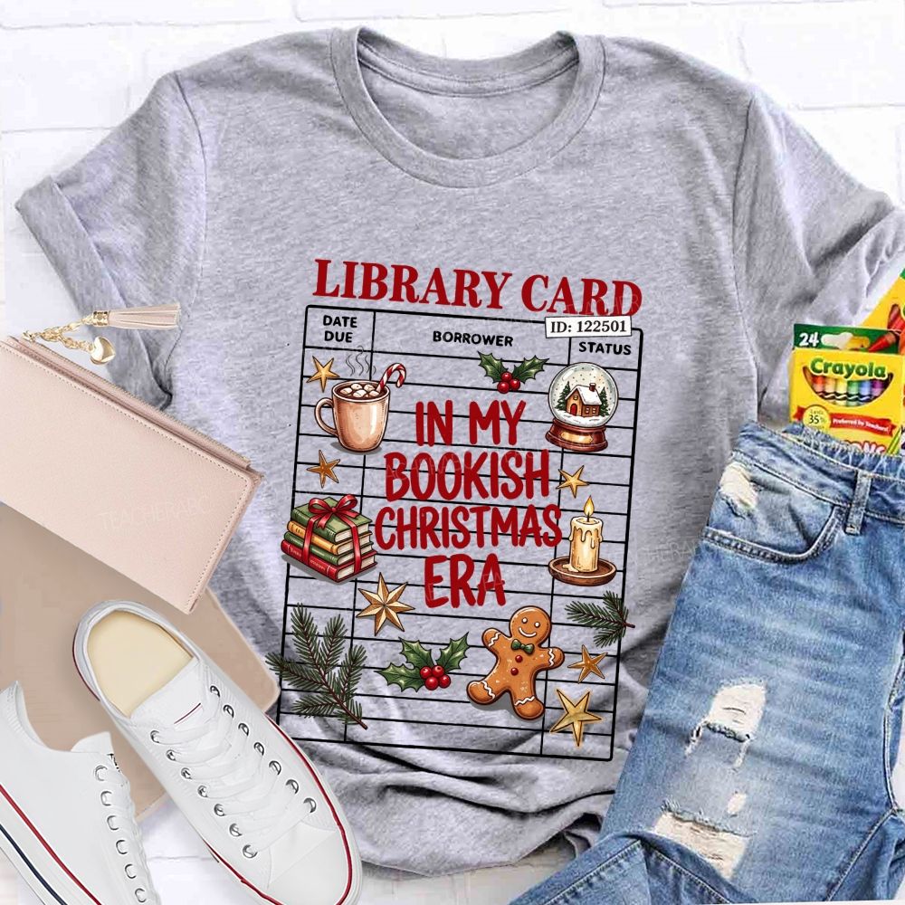 Library Card In My Bookish Christmas Era T-shirt