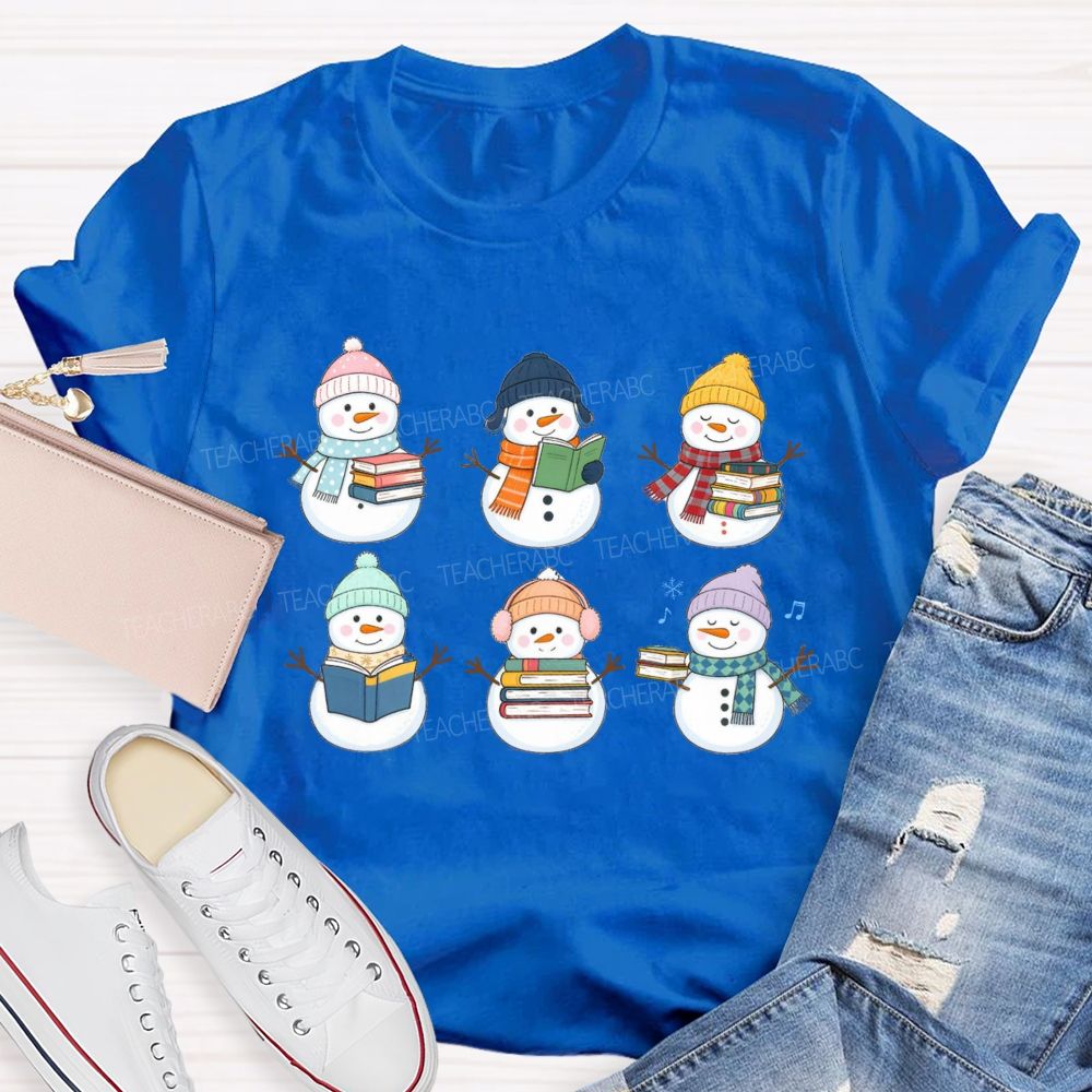 The Snowman Who Is Reading Teacher T-shirt