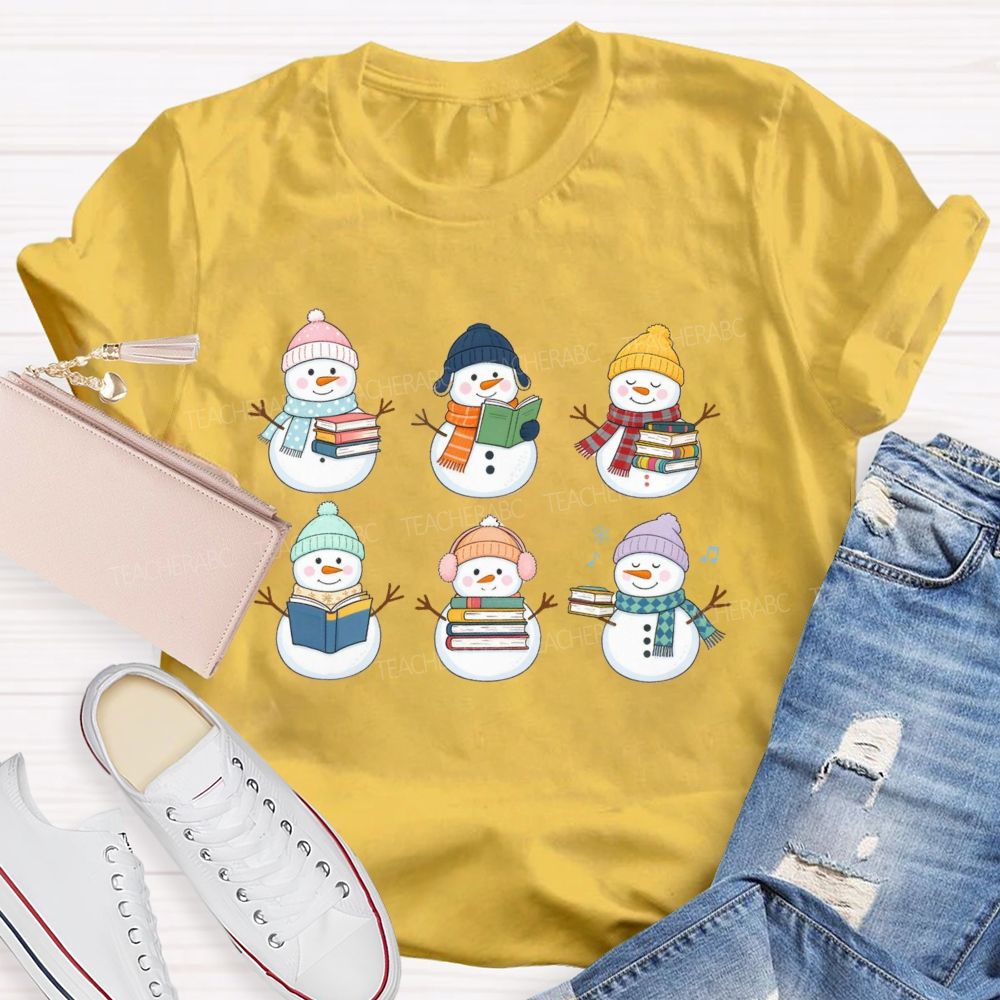 The Snowman Who Is Reading Teacher T-shirt