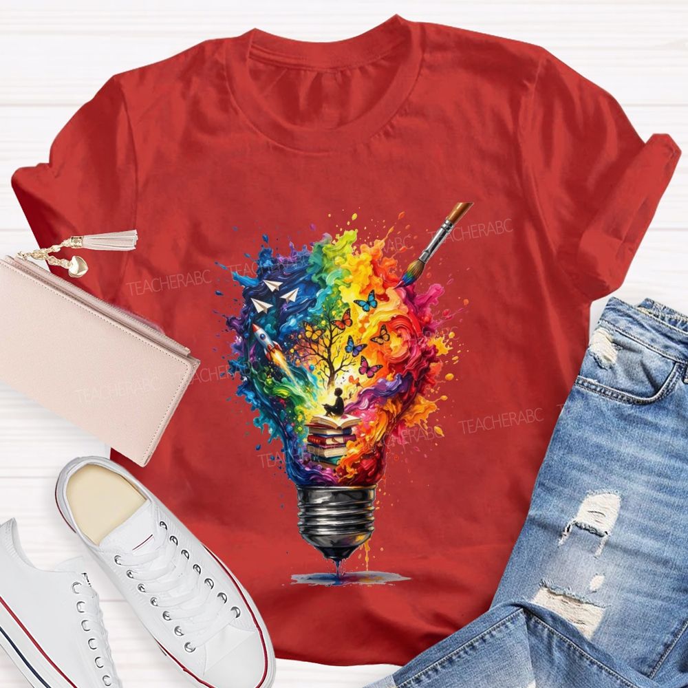 Open A Book Light Up Your Imagination Art Teacher T-shirt