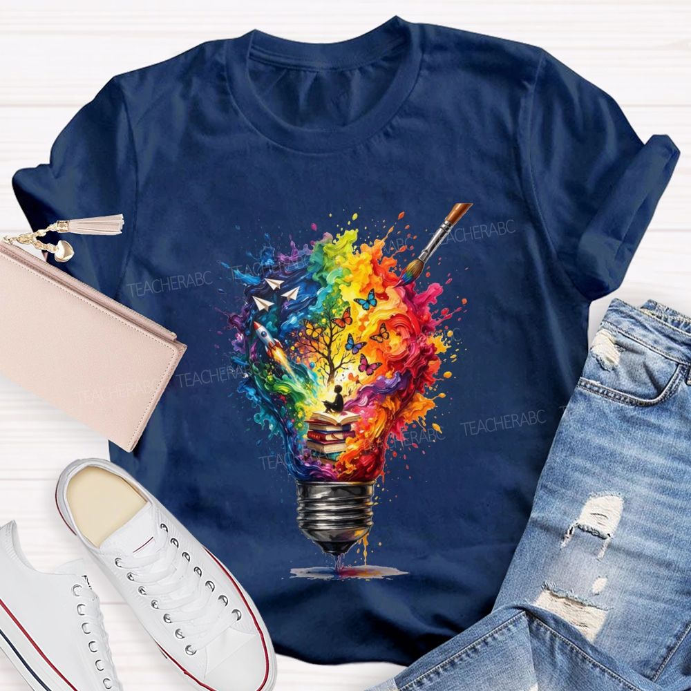 Open A Book Light Up Your Imagination Art Teacher T-shirt