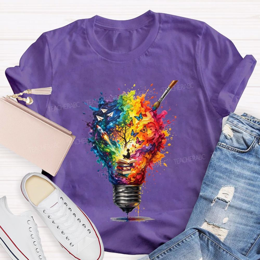 Open A Book Light Up Your Imagination Art Teacher T-shirt