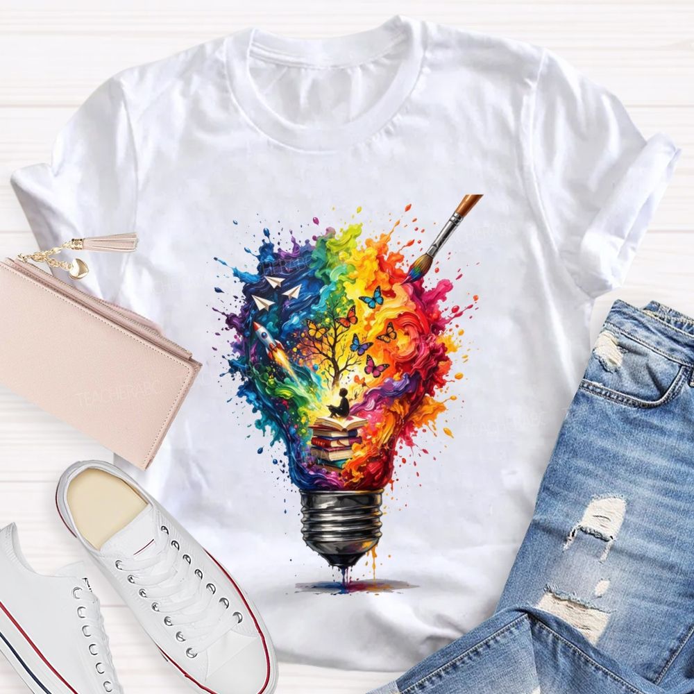 Open A Book Light Up Your Imagination Art Teacher T-shirt