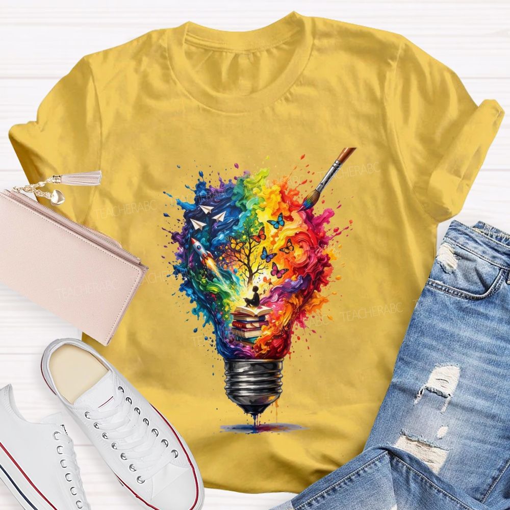 Open A Book Light Up Your Imagination Art Teacher T-shirt