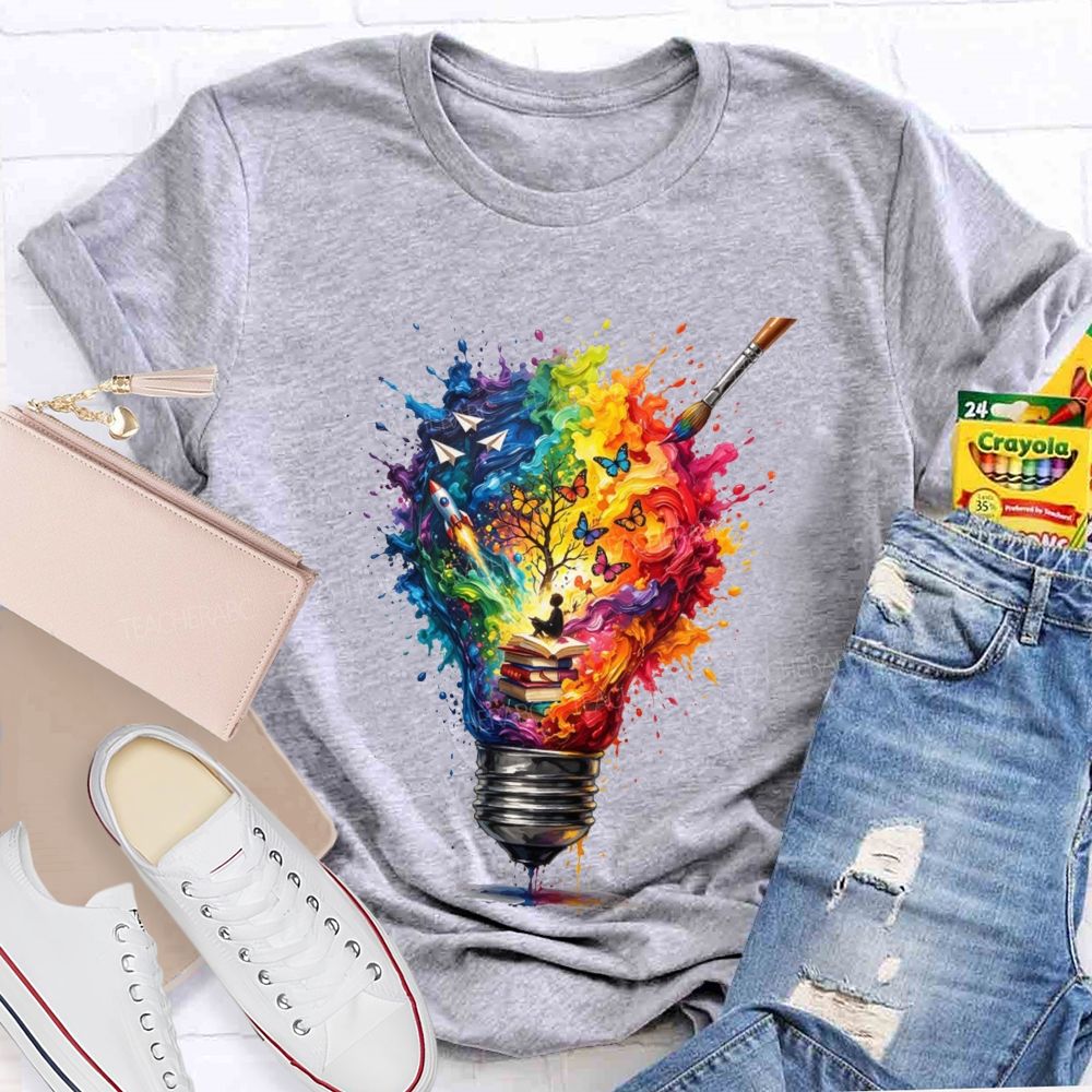 Open A Book Light Up Your Imagination Art Teacher T-shirt