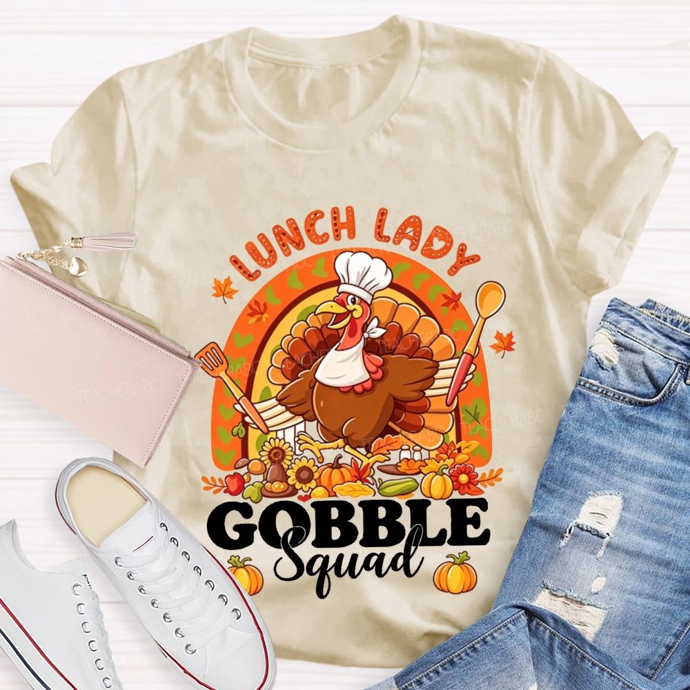 Lunch Lady Gobble Crew Thanksgiving T-shirt