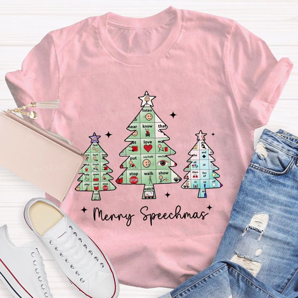 Merry Speechmas Communicating All Through The Holidays Teacher T-shirt