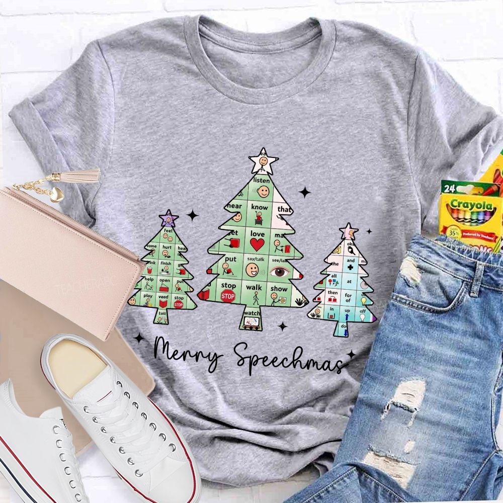 Merry Speechmas Communicating All Through The Holidays Teacher T-shirt