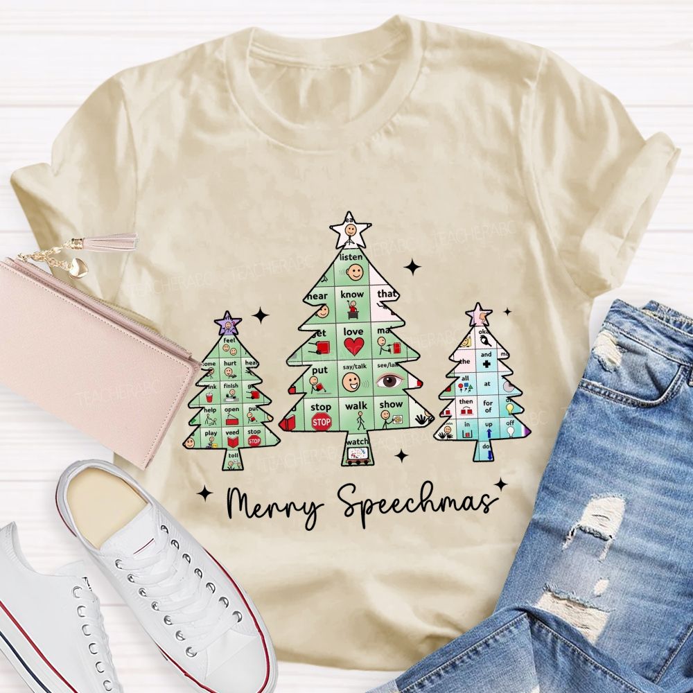 Merry Speechmas Communicating All Through The Holidays Teacher T-shirt