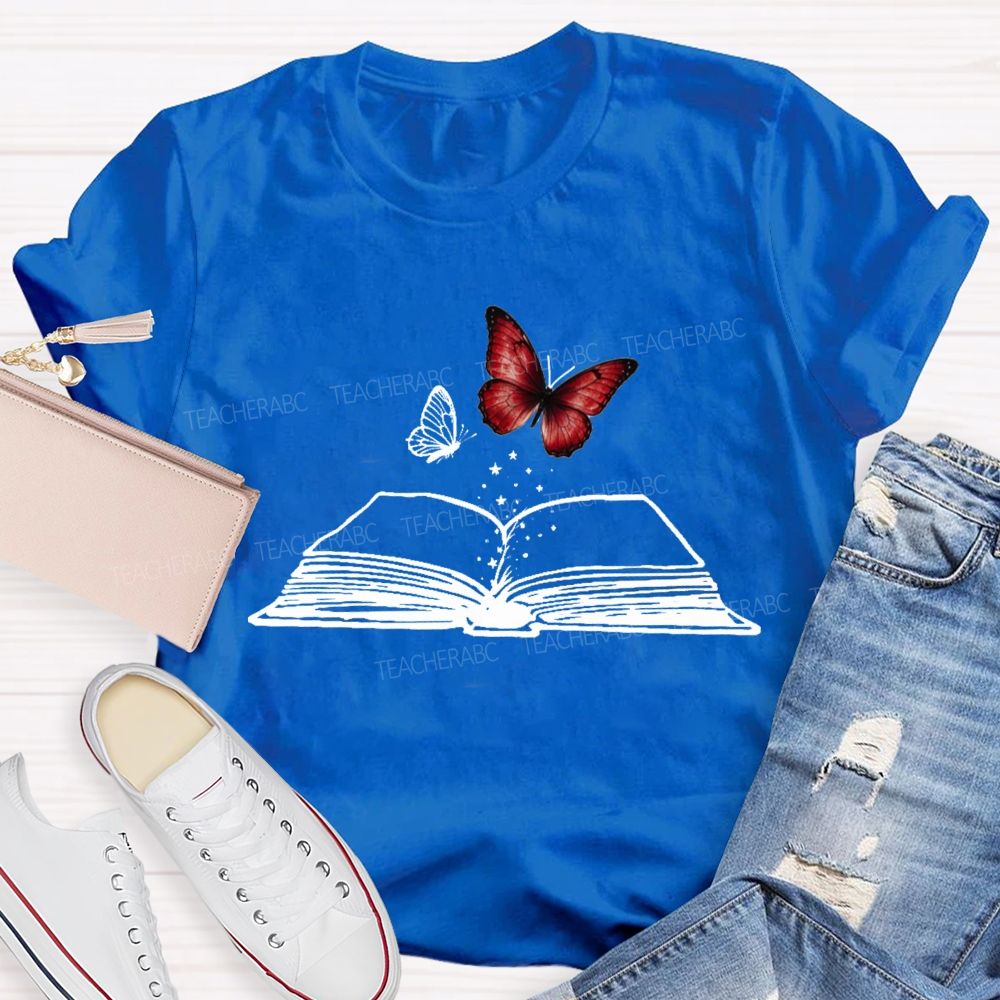 Reading Book Butterfly Teacher T-shirt