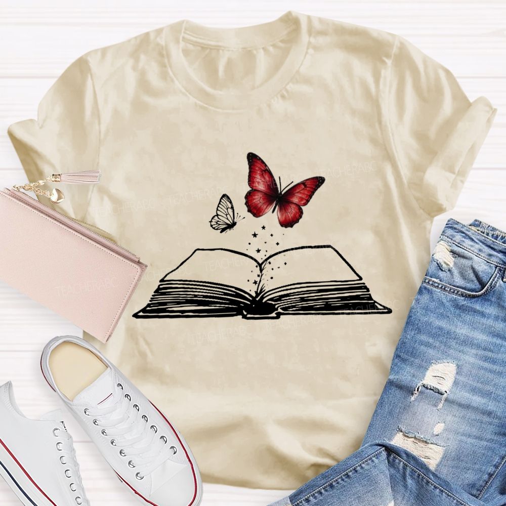 Reading Book Butterfly Teacher T-shirt