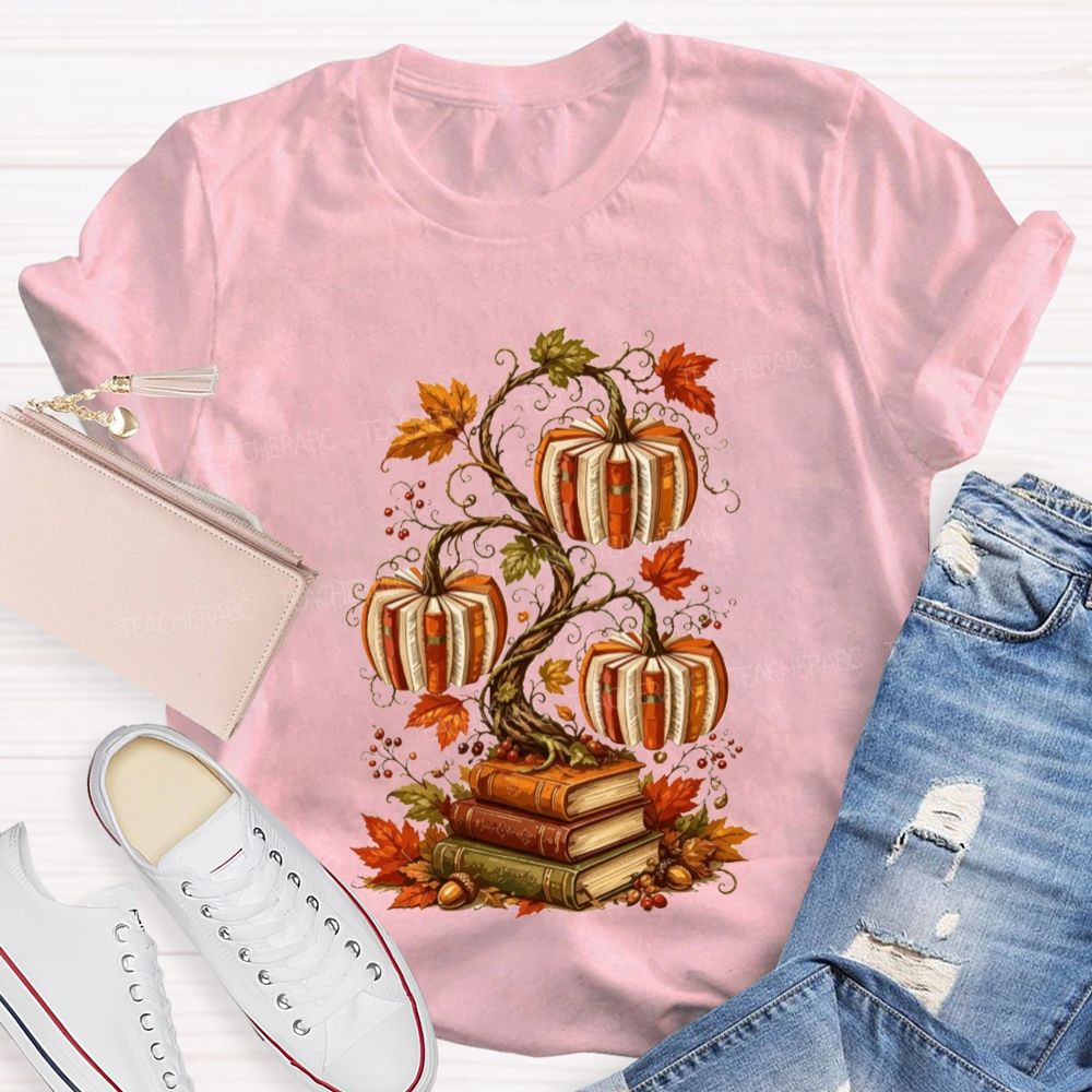 Fall Books And Book Pumpkins Literacy Grows In Fall Teacher T-shirt