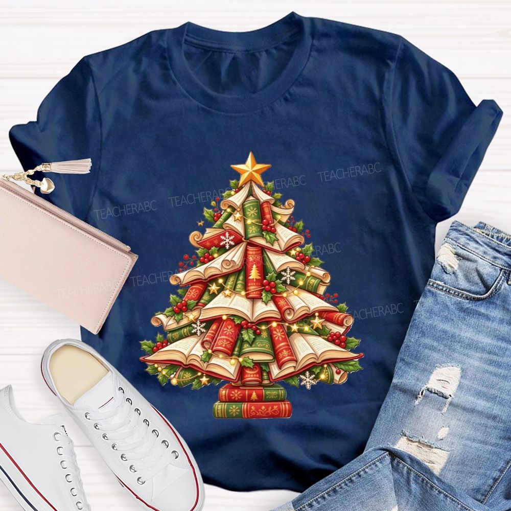 Books Make The Best Christmas Tree Teacher T-shirt