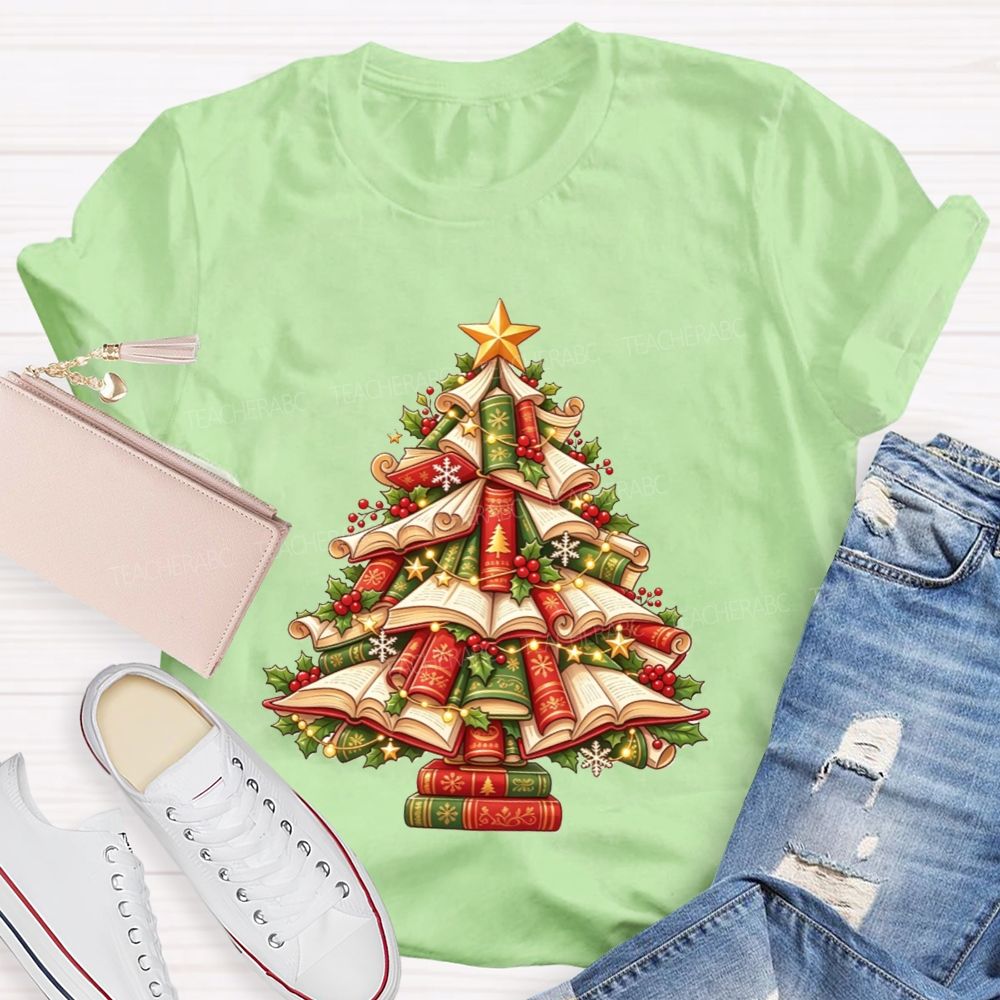 Books Make The Best Christmas Tree Teacher T-shirt