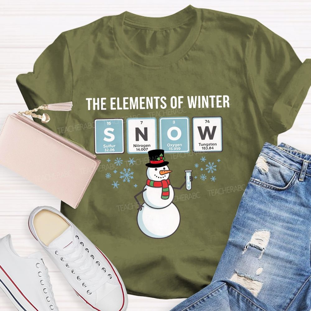 The Elements Of Winter Snow Science Teacher Christmas T-shirt