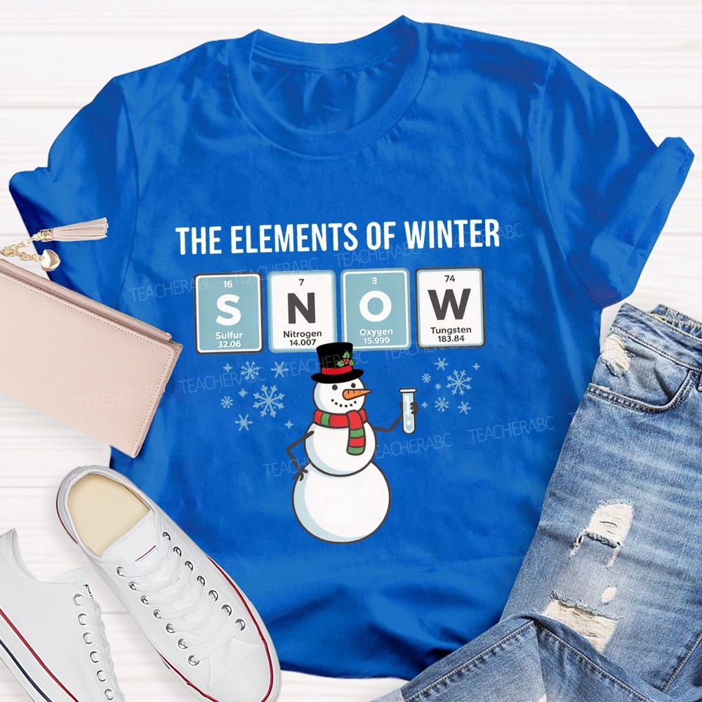 The Elements Of Winter Snow Science Teacher Christmas T-shirt