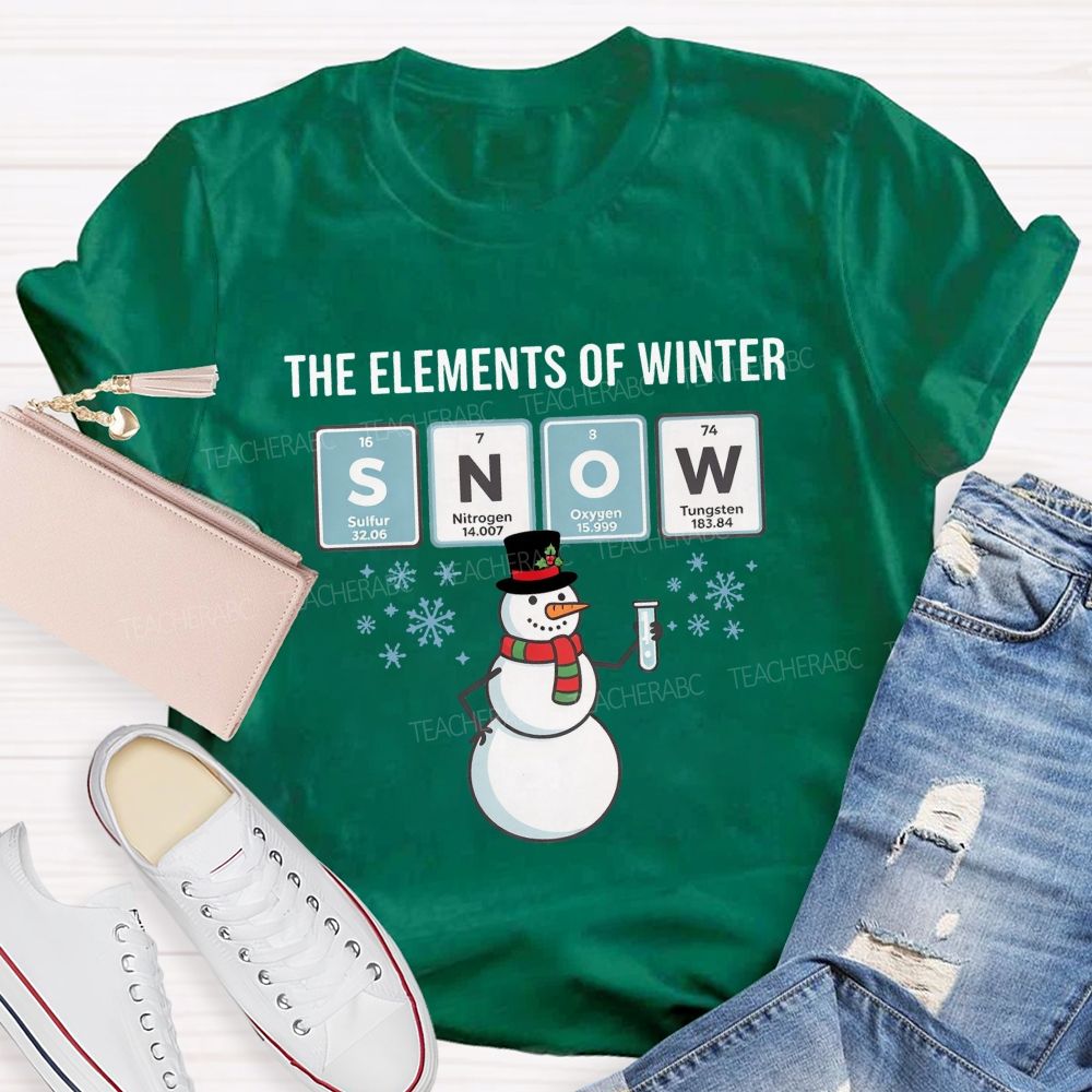 The Elements Of Winter Snow Science Teacher Christmas T-shirt