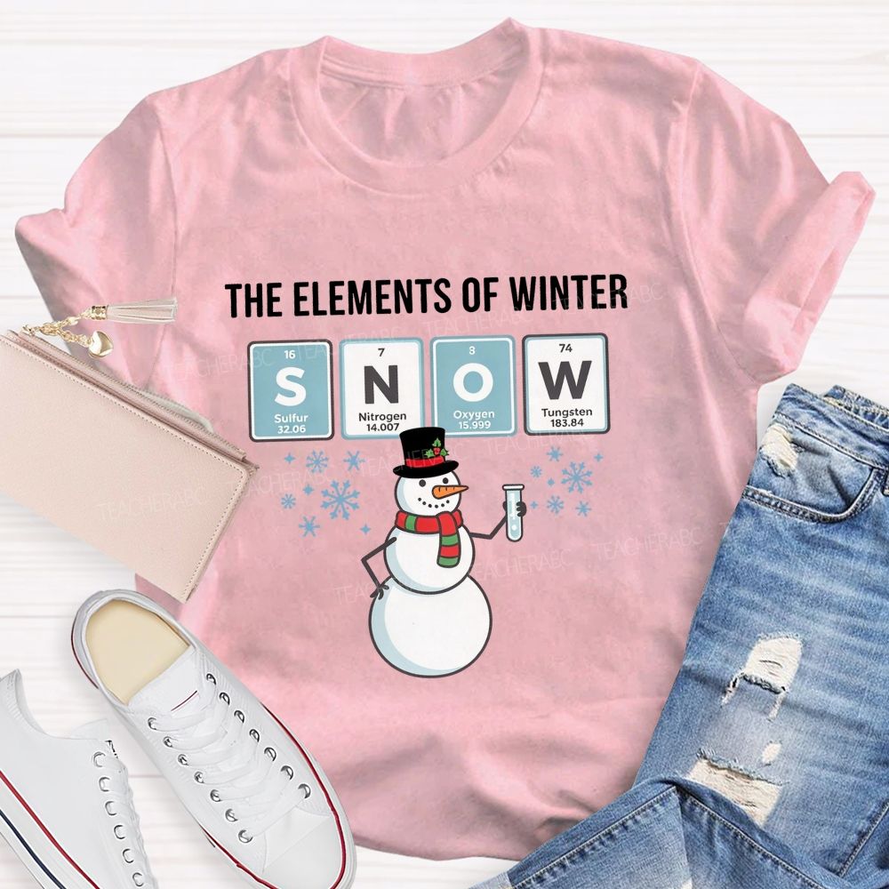 The Elements Of Winter Snow Science Teacher Christmas T-shirt