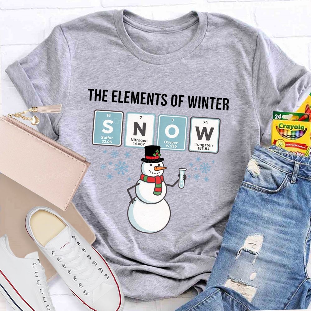 The Elements Of Winter Snow Science Teacher Christmas T-shirt