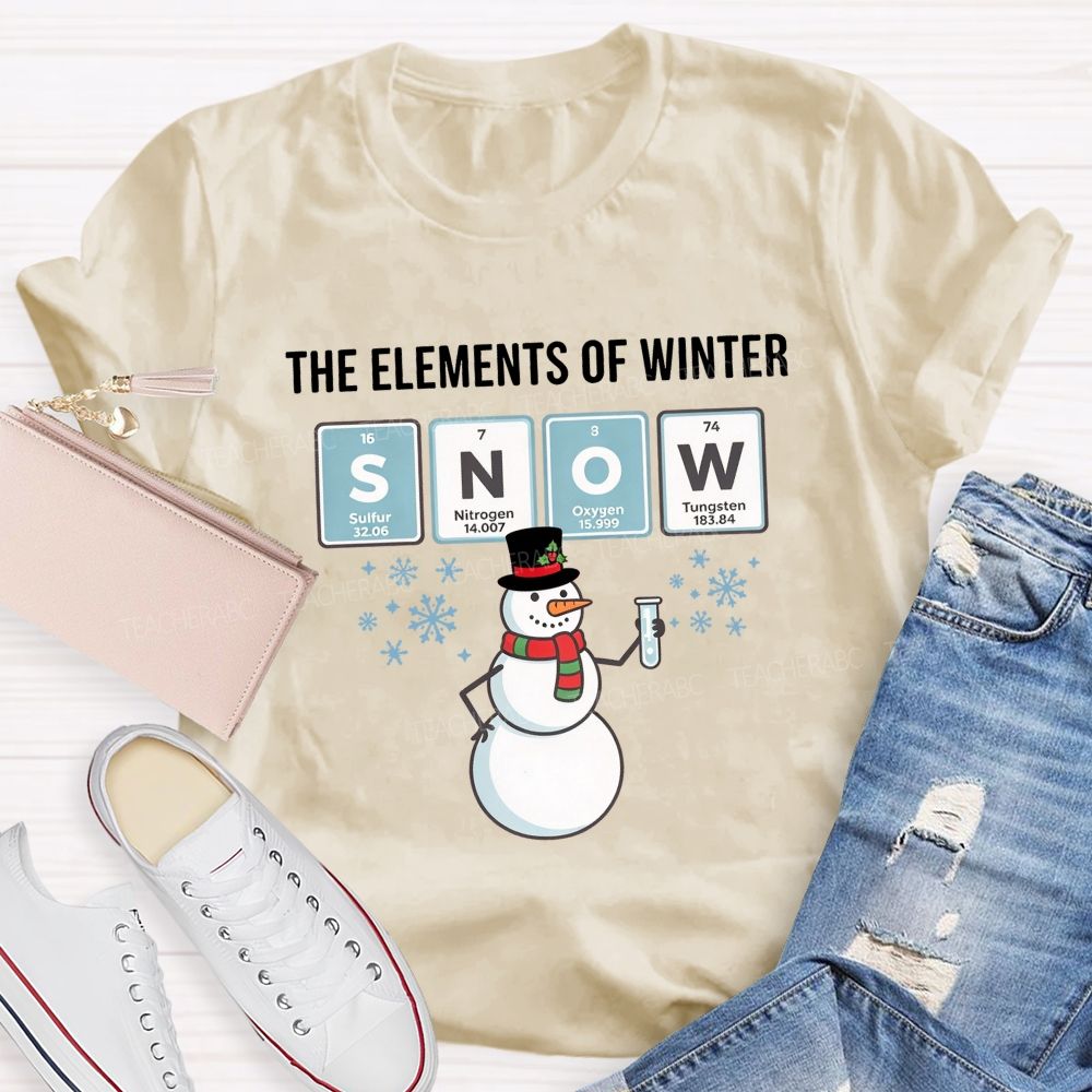 The Elements Of Winter Snow Science Teacher Christmas T-shirt