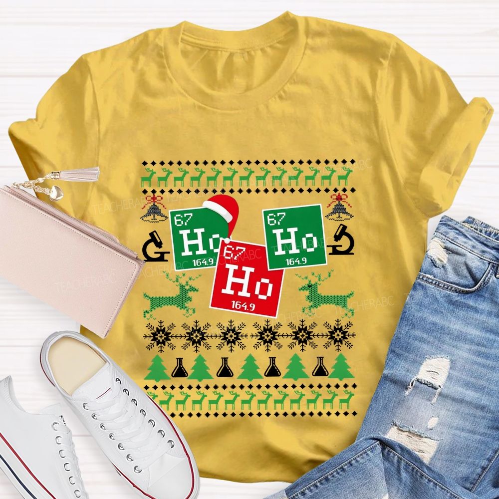 Ho Ho Ho Periodic Table Christmas Science Teacher T-shirt