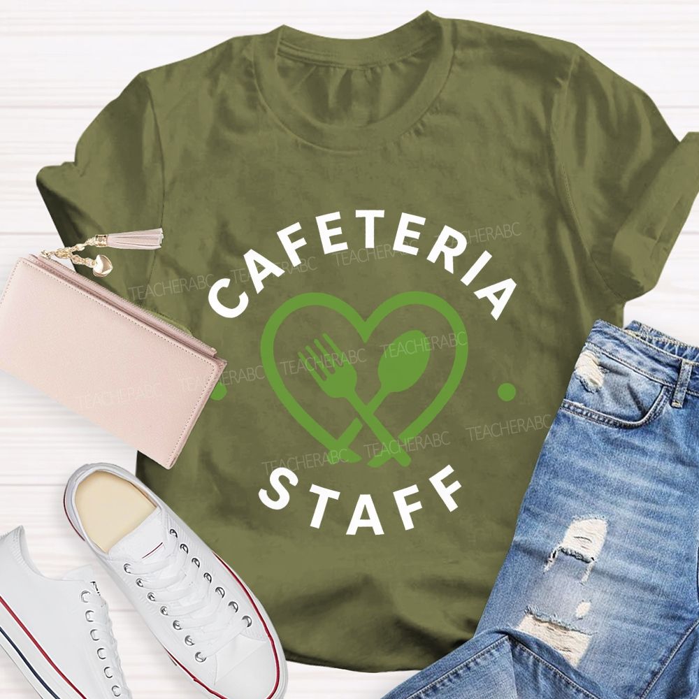 Cafeteria Staff Heart Fork Spoon Lunch Lady T-shirt