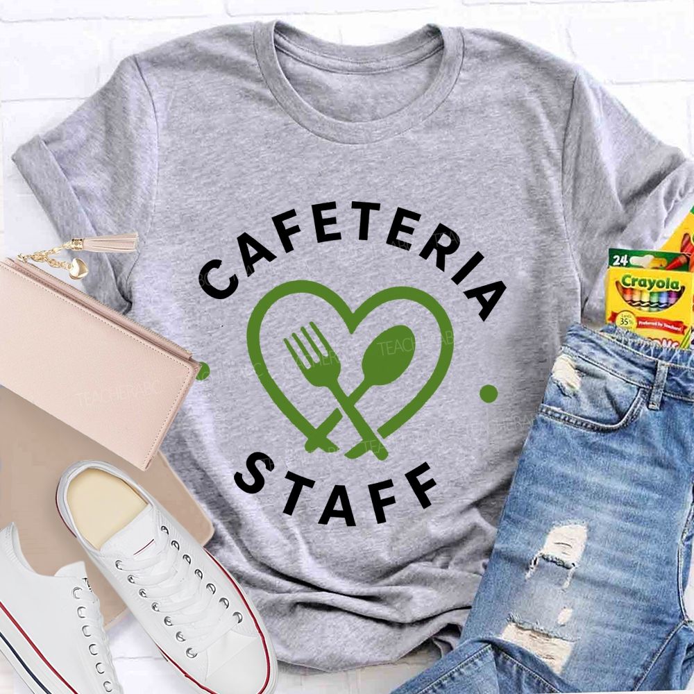 Cafeteria Staff Heart Fork Spoon Lunch Lady T-shirt