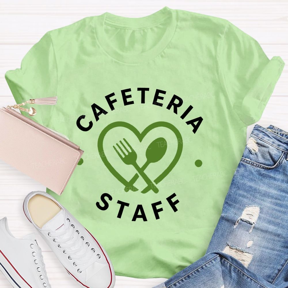 Cafeteria Staff Heart Fork Spoon Lunch Lady T-shirt