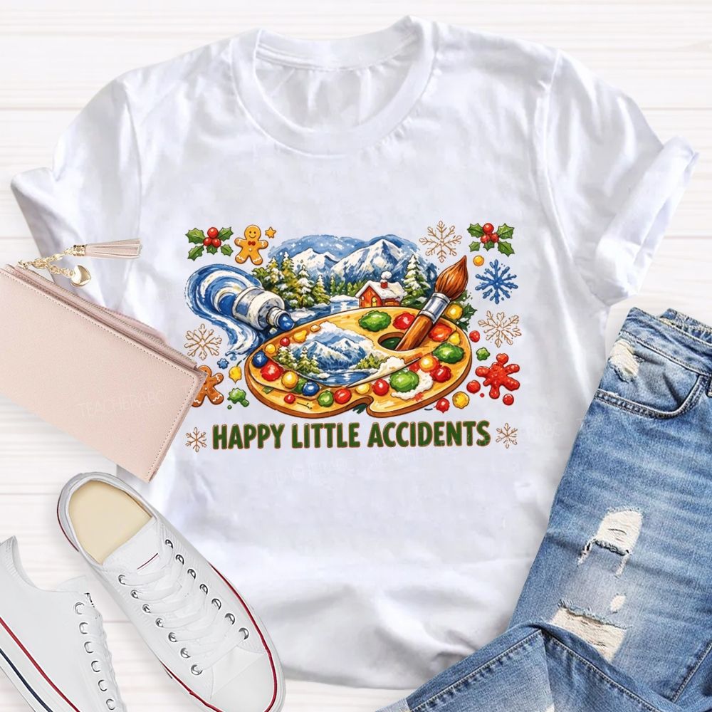 Happy Little Accidents Paint Palette Holiday Art Teacher T-shirt