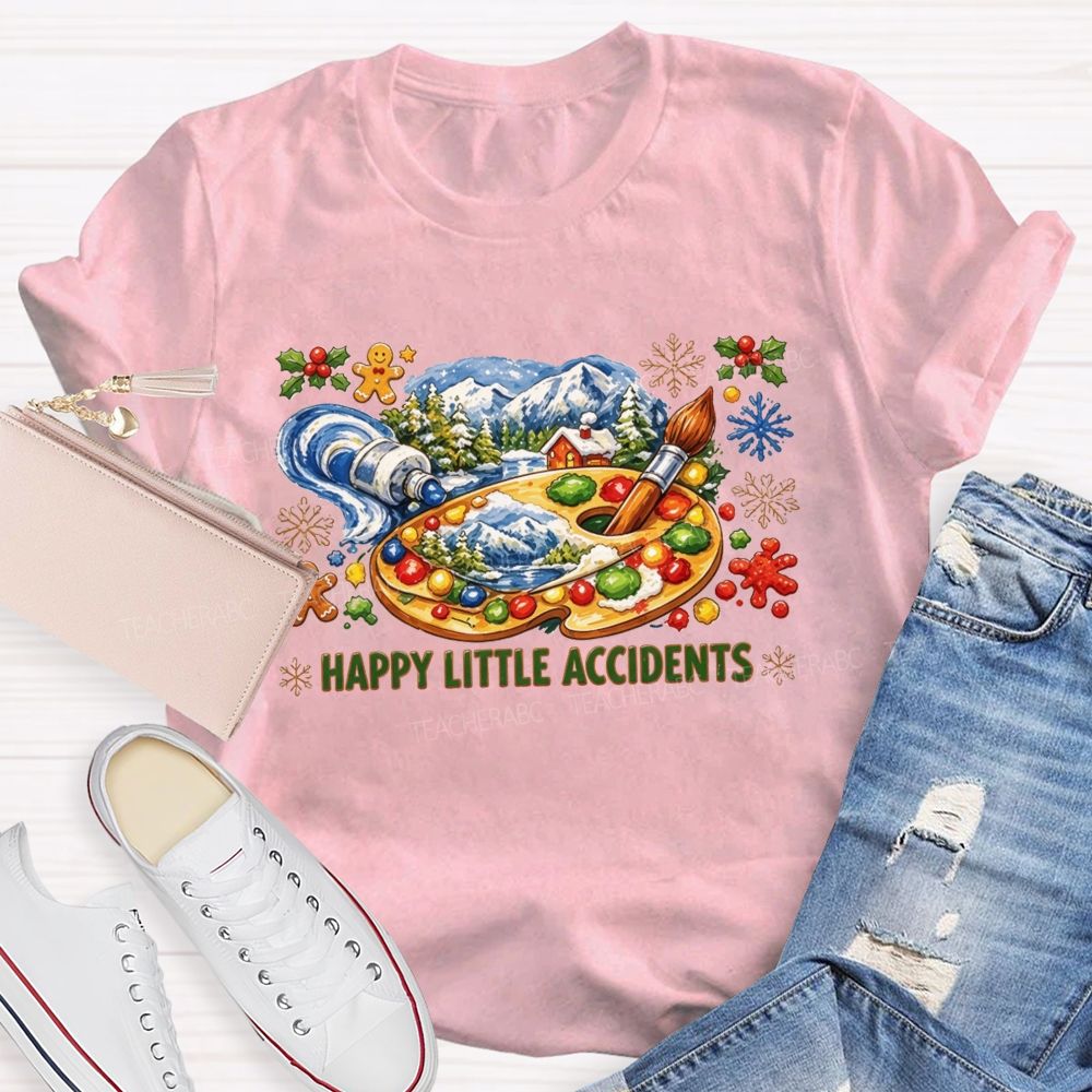 Happy Little Accidents Paint Palette Holiday Art Teacher T-shirt