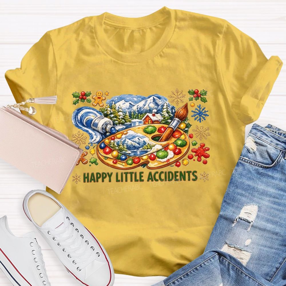 Happy Little Accidents Paint Palette Holiday Art Teacher T-shirt