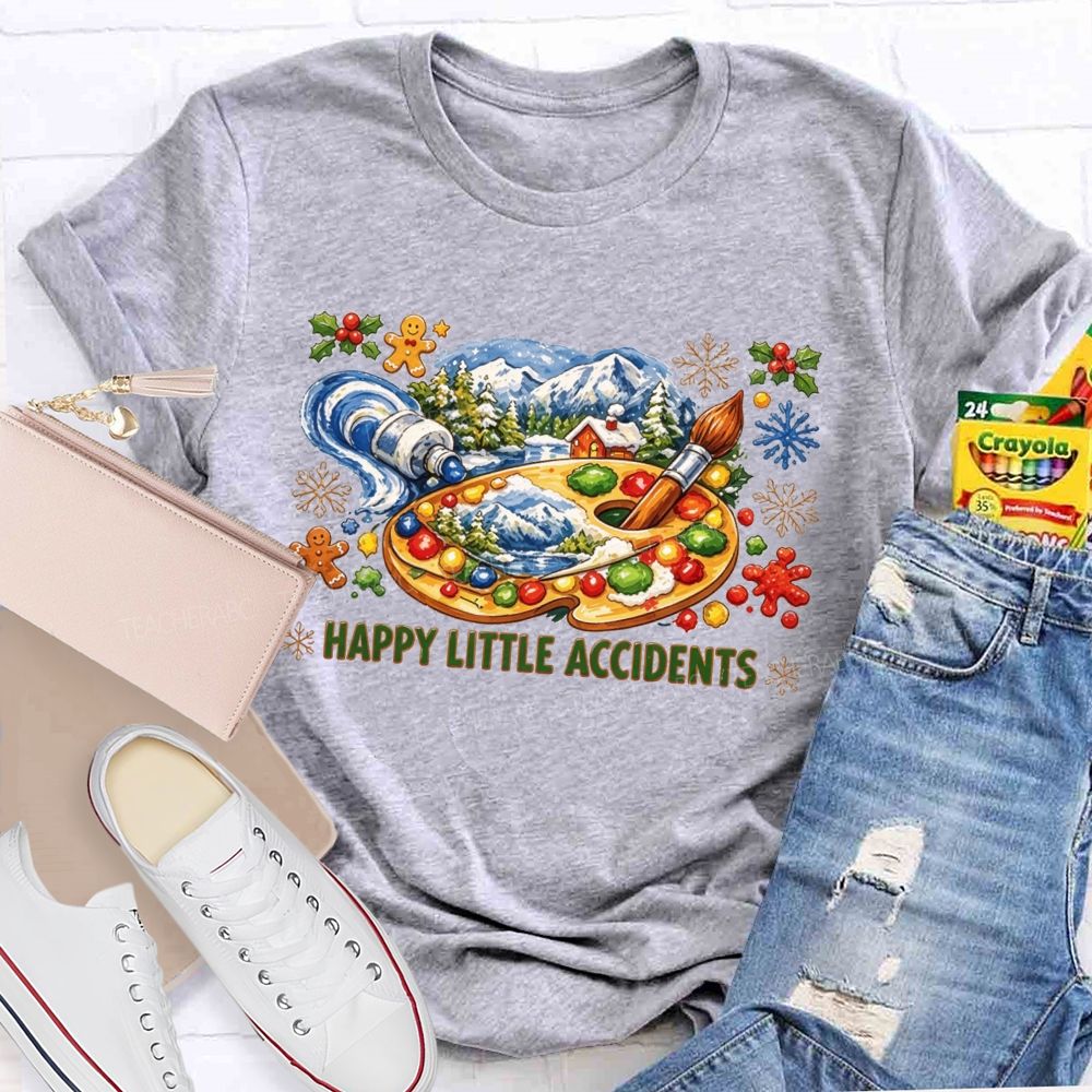 Happy Little Accidents Paint Palette Holiday Art Teacher T-shirt