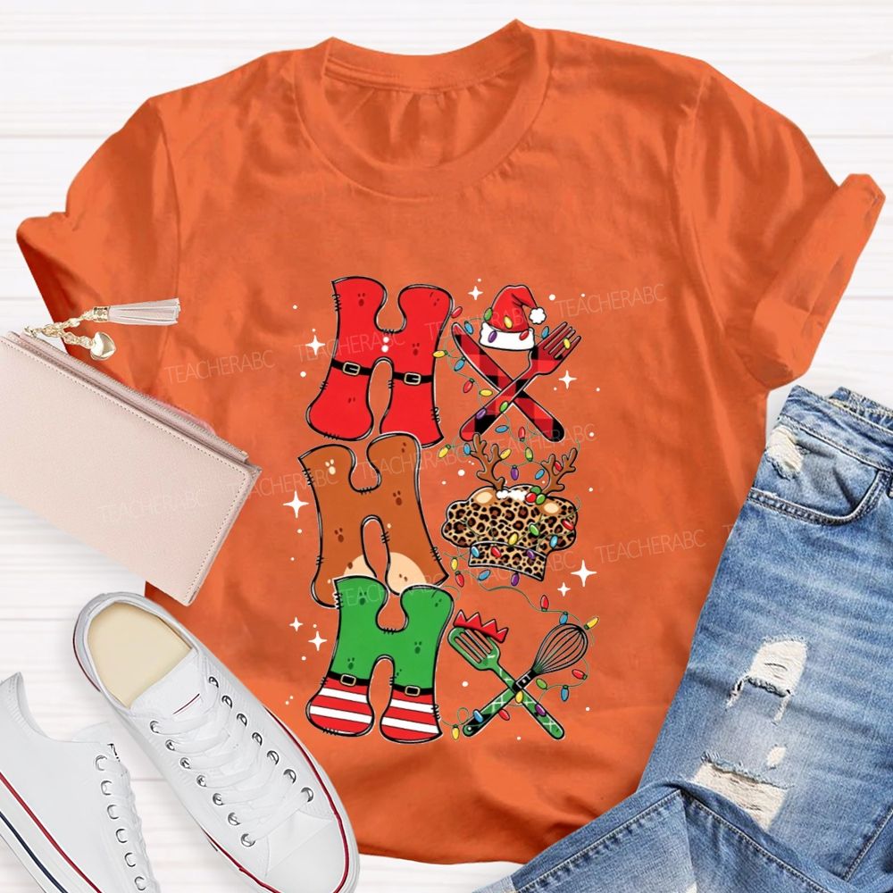 Ho Ho Ho Chef Christmas Lunch Lady T-shirt