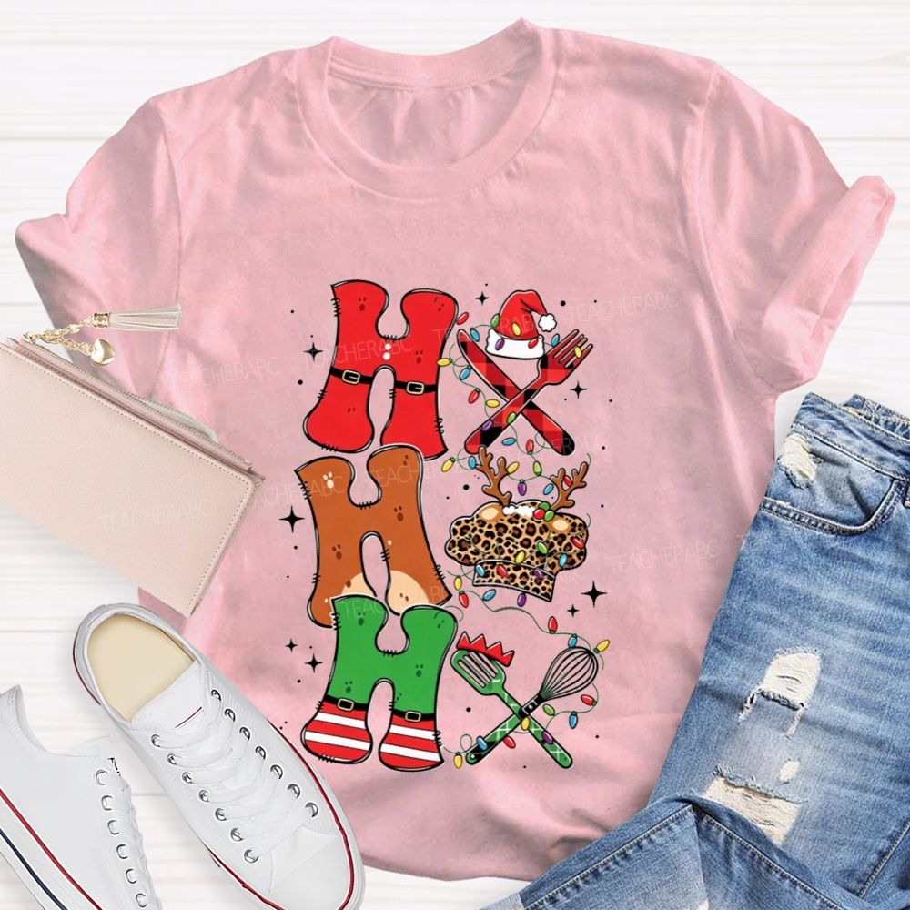Ho Ho Ho Chef Christmas Lunch Lady T-shirt