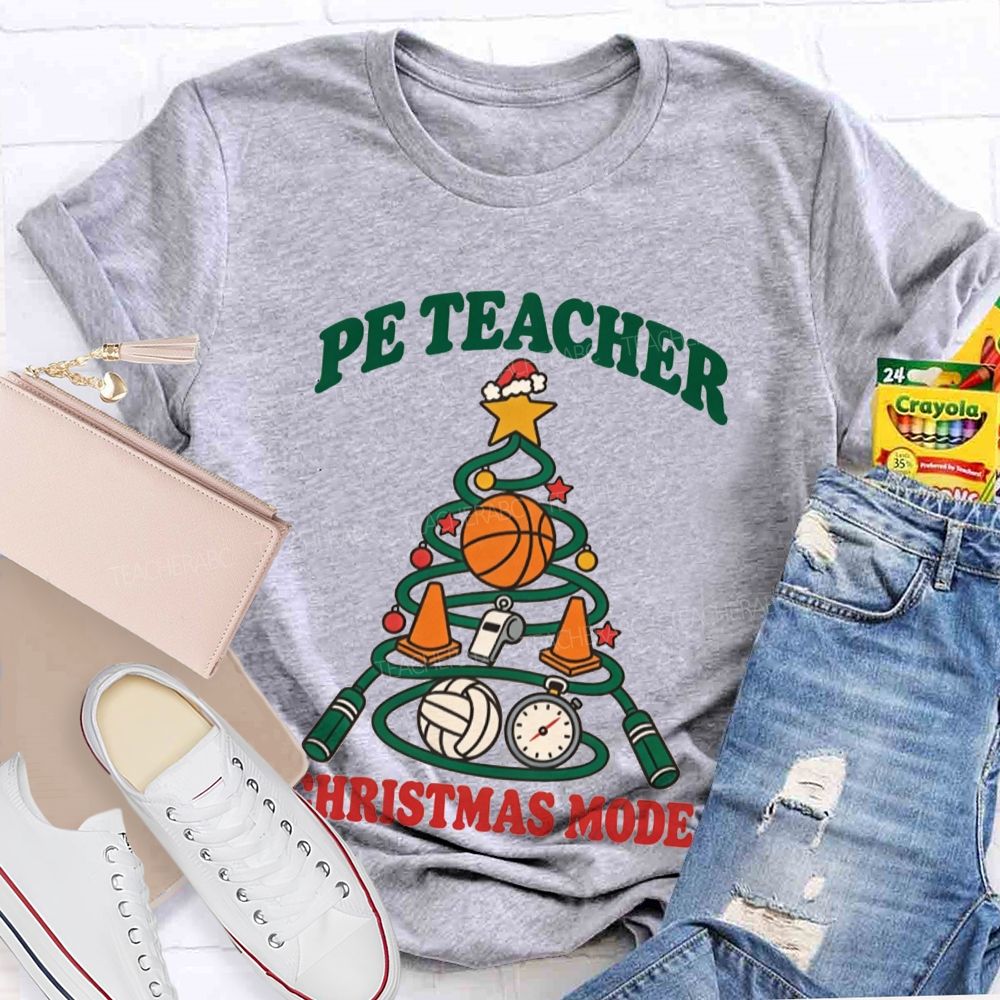 Pe Teacher Christmas Mode Christmas Tree Sports Teacher T-shirt